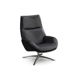 fauteuil lotus kebe cuir noir et pied chromé