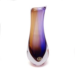 vase en cristal boheme violet et ambre