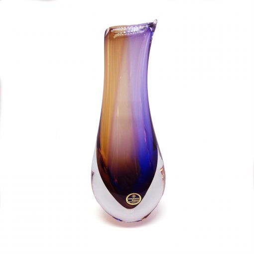 vase en cristal boheme violet et ambre