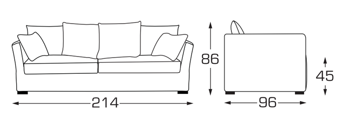 dimensions canapé 3 places