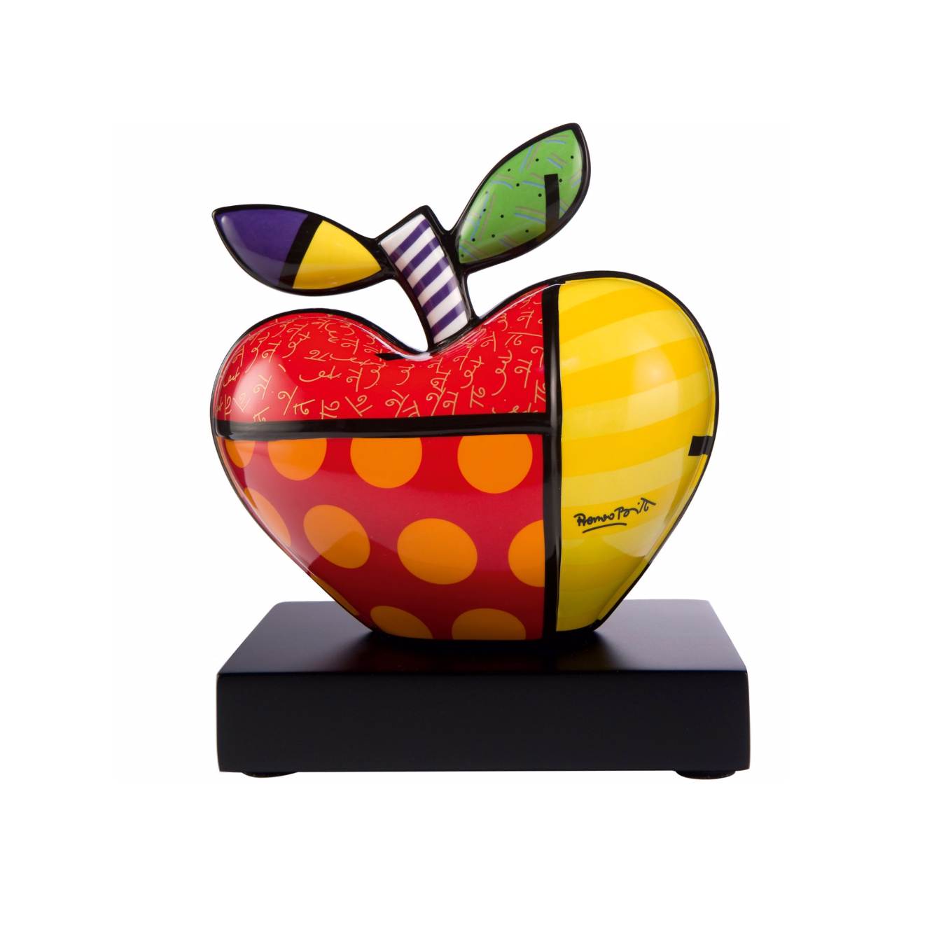 Figurine Goebel Romero Britto - Lapin Gris Pop Art, Porcelaine 23cm, Neuve