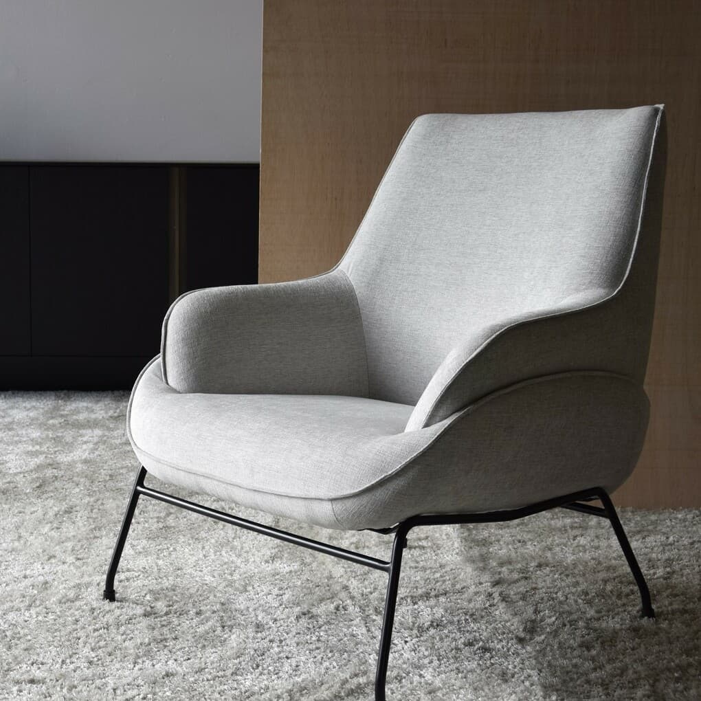 Fauteuil gris pied métal Tono