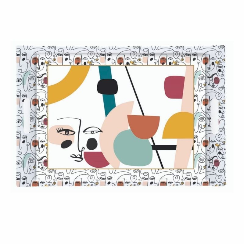 Plateau Rectangulaire En Mélamine, Imitation Bois Rustique Sur Pieds Silicone - Matériels Cuisine