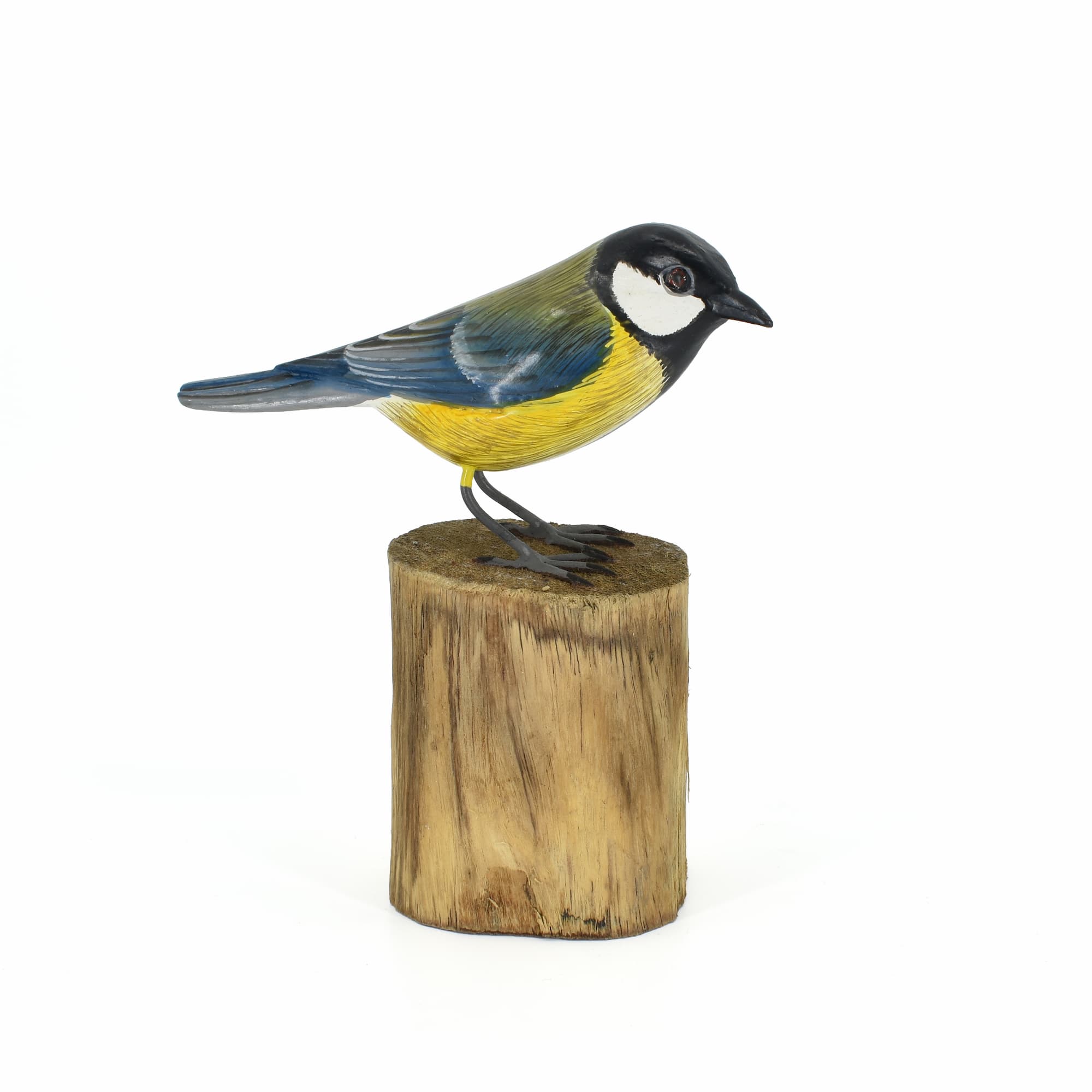 Mésange sculpté oiseau bois 