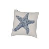 Coussin étoile de mer en coton-écru et bleu-50 x 50 cm-7909_22_1