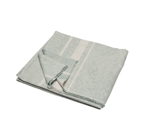 Dessus de lit rayé en coton- écru et vert d'eau -210 x 220 cm- Riva 2737_51_2