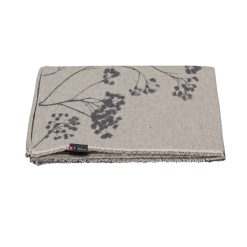 Plaid Fleurs de carotte en coton et lin- écru et gris-140 x 200 cm- Alba1232_98_1