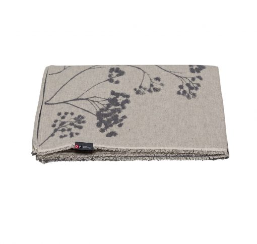 Plaid Fleurs de carotte en coton et lin- écru et gris-140 x 200 cm- Alba1232_98_1