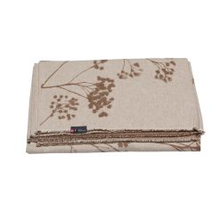 Plaid fleurs de carotte en coton et lin- écru et camel-140 x 200 cm-Alba1232_64_1