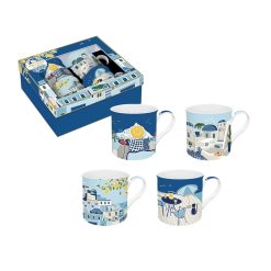 Coffret 4 mugs 30cl en porcelaine fine "Sea Dream"