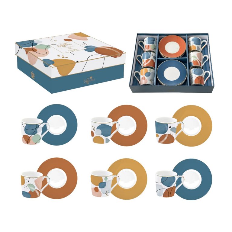 Coffret 6 Tasses à Café Easylife En Porcelaine 100ML - Design Tutti Frutti