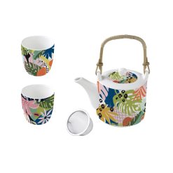 Set de théière avec 2 tasses Vibes tropical