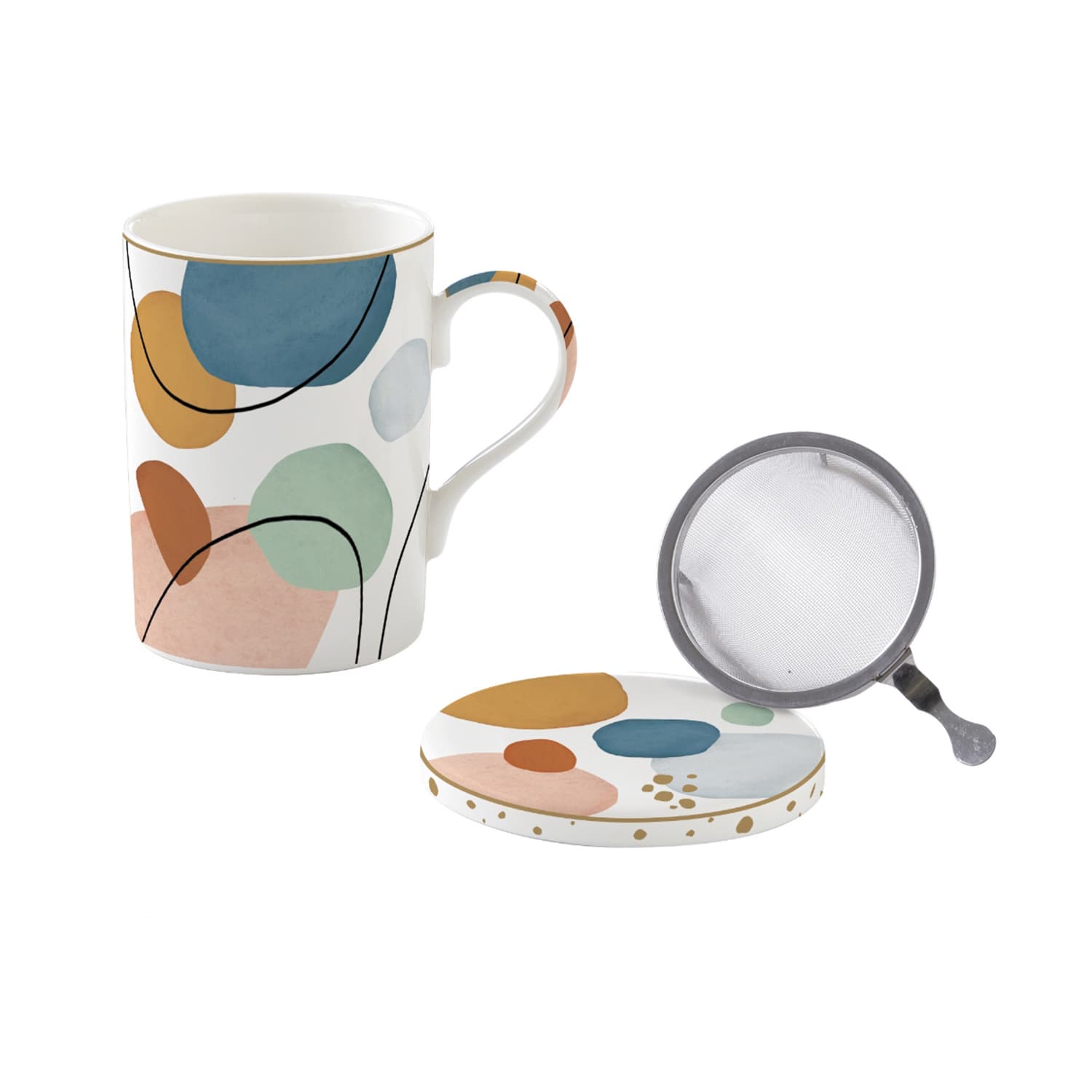 Coffret tisanière 35 cl en porcelaine avec filtre inox Shapes