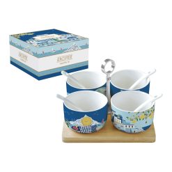 Set de 4 bols en porcelaine et bambou "Sea dream"