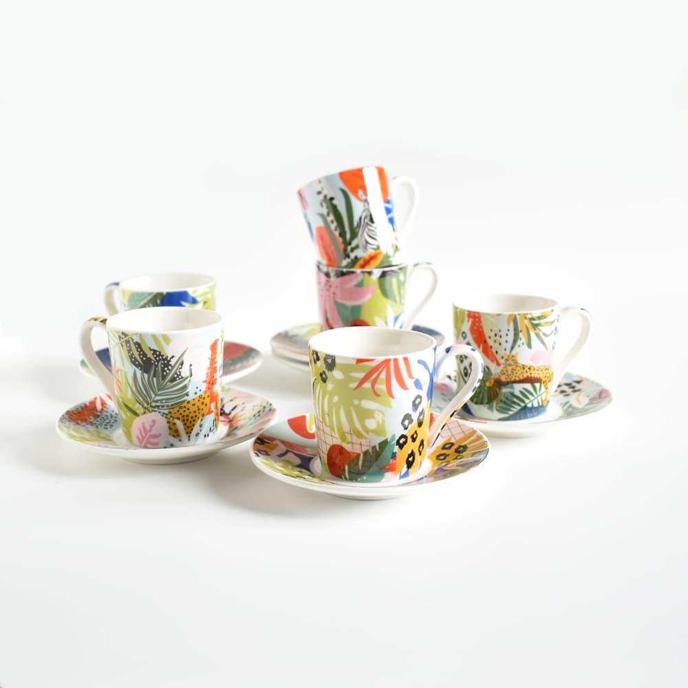 coffret cadeau tasse à café 10cl en porcelaine Vibes tropical