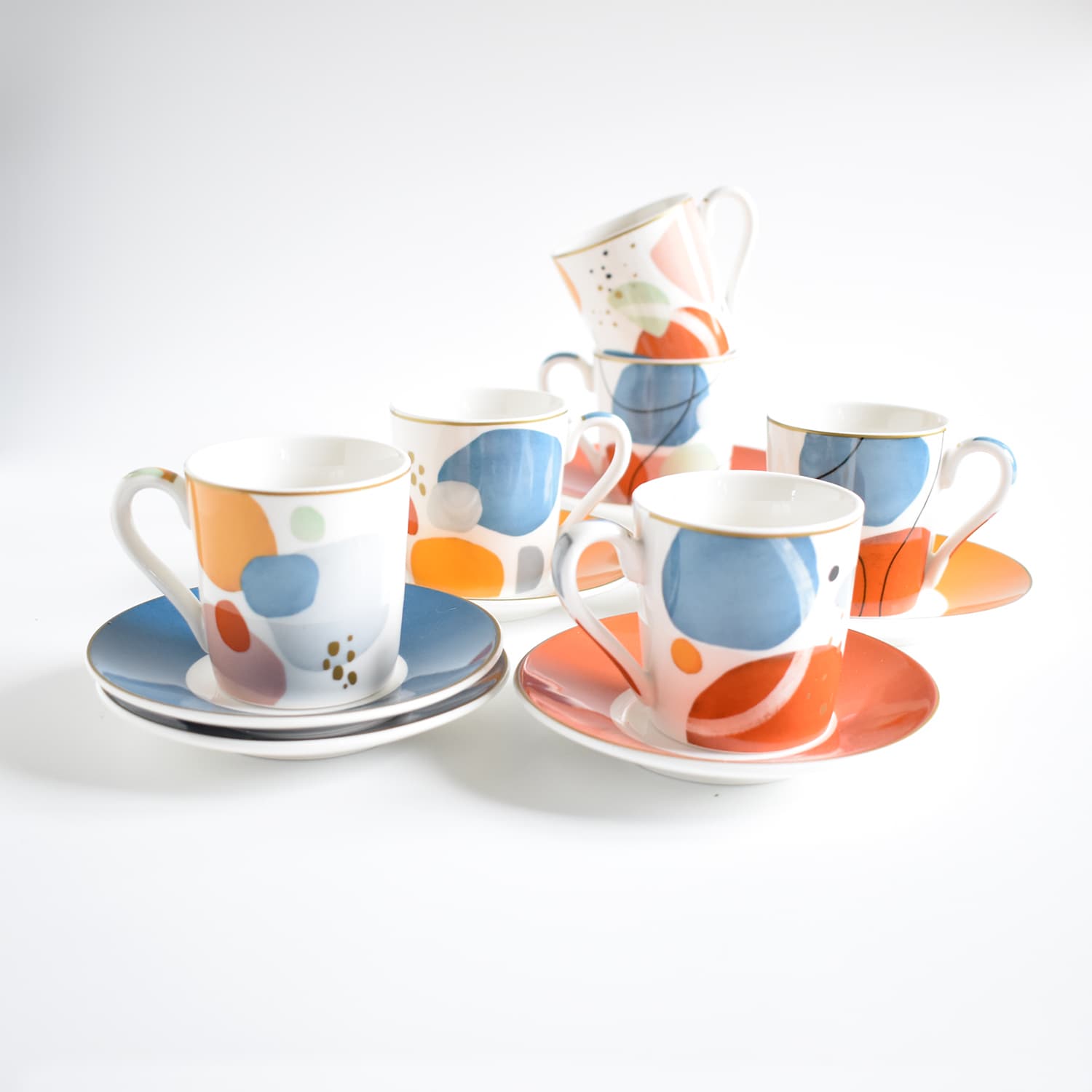 Coffret 6 tasses à café 10cl en porcelaine Shapes