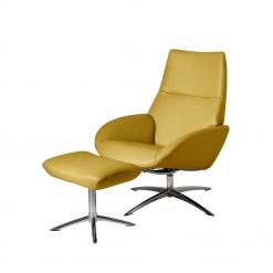 fauteuil détente salon en cuir jaune