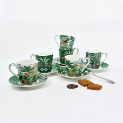 Coffret tasses à café en porcelaine fine et soucoupes Exotic Heaven