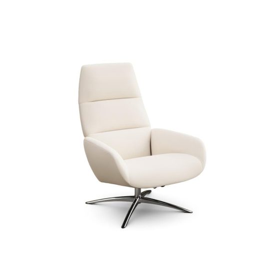 fauteuil relax ergo kebe cuir blanc pietement chromé