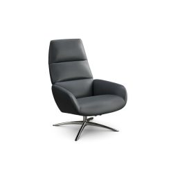 fauteuil relax ergo kebe cuir gris foncé pietement chromé