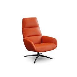 fauteuil relax ergo kebe cuir orange pietement noir