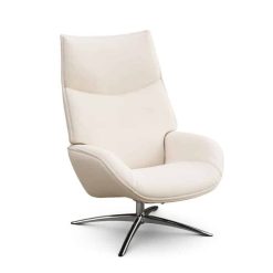 fauteuil dahlia kebe cuir blanc pietement métal chromé