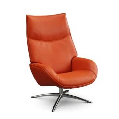 fauteuil dahlia kebe cuir orange pietement métal chromé