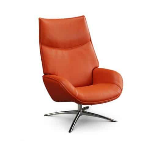 fauteuil dahlia kebe cuir orange pietement métal chromé