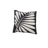 Coussin carré feuille de palmier noir et blanc