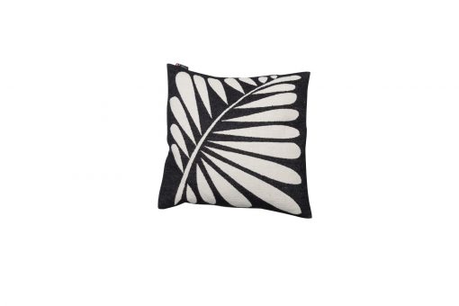 Coussin carré feuille de palmier noir et blanc