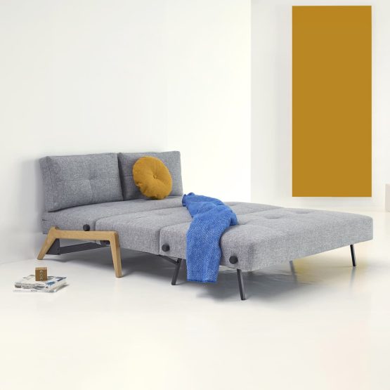 canapé convertible en tissu gris