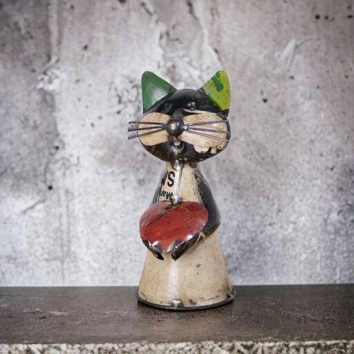statuette de chat deco en métal recyclé