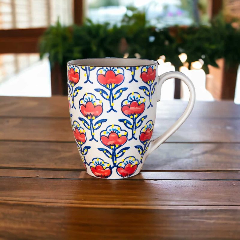 CHOPE - MUG CÉRAMIQUE BLANC MOTIF ROUGE ET NOIR -225ML