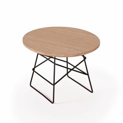 table basse ronde fer et bois naturel diametre 45