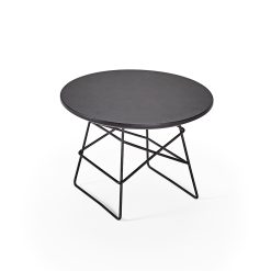 table basse ronde fer et bois noir mat diametre 35
