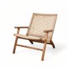 Fauteuil Lounge en bois de teck et cannage