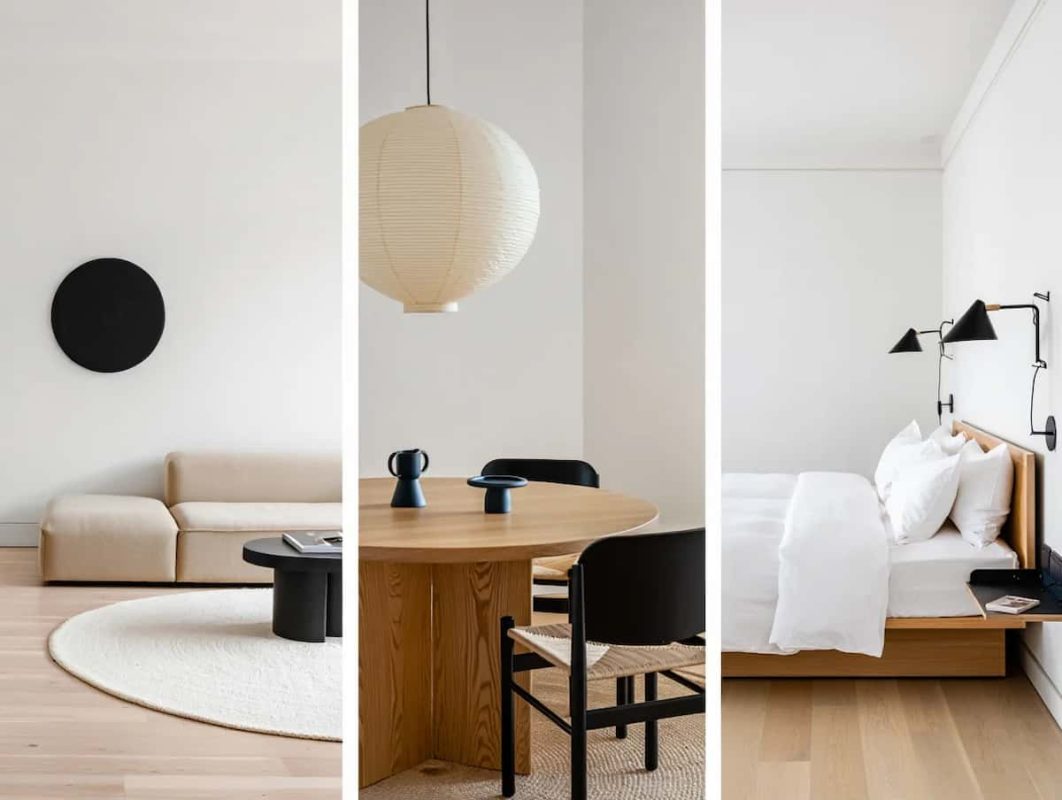 3 pièces distinctes décorées selon le style japandi