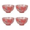 set de 4 coupelles apéritives en grès orange à fleurs