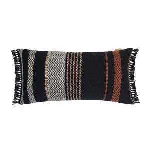Coussin en polyester style berbère noir blanc et orange 37X70 cm