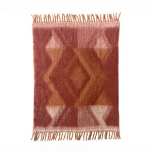 plaid effet mohair en polyester rouge et noir en 125 x 150 cm