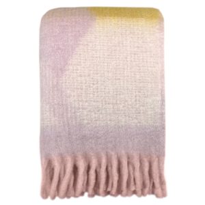plaid ultra moelleux rose et jaune en polyester en 125 x 150 cm