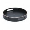 Plateau rond en bois noir avec anses diamètre 35,5 cm ou 40,5 cm