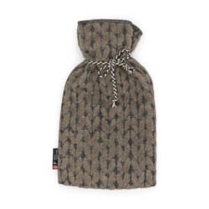 Bouillotte effet tricot brun en coton-2 litres