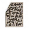 Plaid géométrique labyrinthe en coton noir et beige pour canapé en 140 x 200 cm