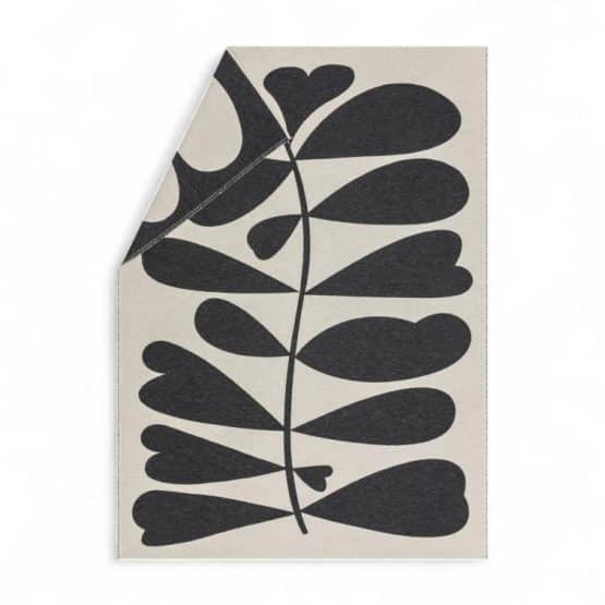 Grand Jeté de Canapé Décoratif Motif Feuilles noir - 140x200 cm