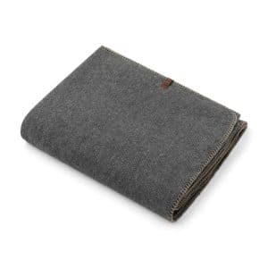 Plaid hiver uni gris en laine recyclée en grande taille 160 x 200 cm-sans franges
