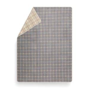 Plaid à carreaux gris clair en coton pour canapé en 150 x 200