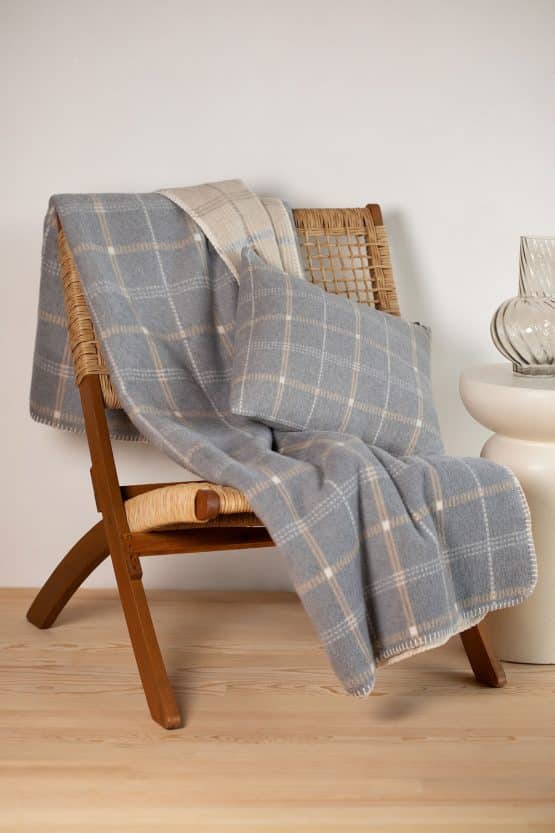 Plaid à carreaux gris en coton pour canapé en 150 x 200 cm – Image 3