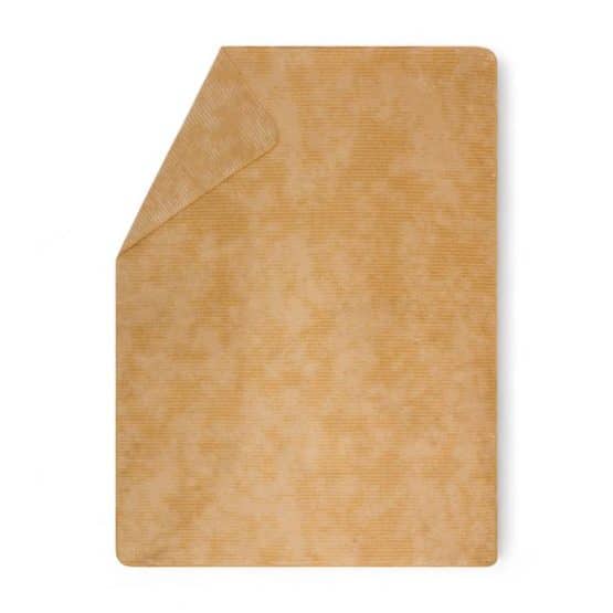 Plaid douillet faux uni jaune en coton- grande taille 150 x 200 cm