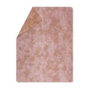 Plaid douillet faux uni rose en coton- grande taille 150 x 200 cm